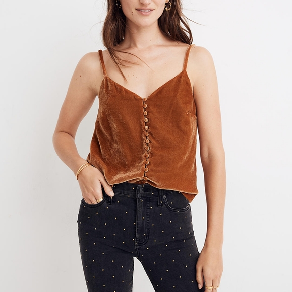 Madewell Tops - BNWT Madewell Velvet Button-down Cami